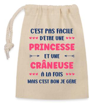Crane - Closable cotton gift bag (14x20cm) - nature - Front