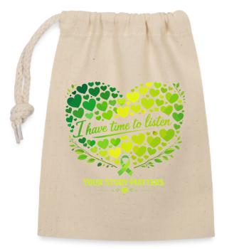 J’ai le temps d’écouter – Sensibilisation à la santé mentale - Sac cadeau en coton avec cordon (14 x 20 cm) - nature - Devant