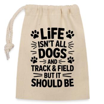 Leichtathletik Spruch Hund Leichtathletik Geschenk - Verschließbarer Geschenkbeutel aus Baumwolle (14x20cm) - Natur - Vorne