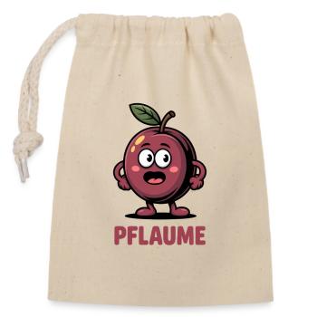 Motif drôle de fruit de prune de dessin animé - Sac cadeau en coton avec cordon (14 x 20 cm) - nature - Devant