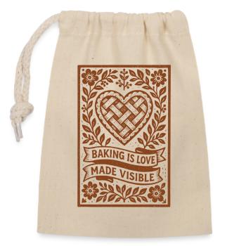 Baking is love | Baking Heart Vintage - Closable cotton gift bag (14x20cm) - nature - Front