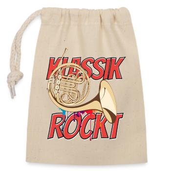 French Horn Classical Rocks Orchestra Horn Player - Closable cotton gift bag (14x20cm) - nature - Front