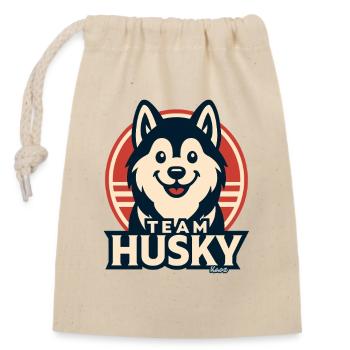Team Husky Logo Retro Druck - Verschließbarer Geschenkbeutel aus Baumwolle (14x20cm) - Natur - Vorne