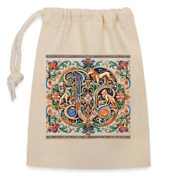 Motif de médaillon d’ornement animal - Sac cadeau en coton avec cordon (14 x 20 cm) - nature - Devant