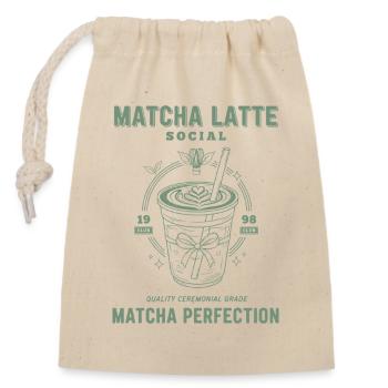 Matcha Latte Social Matcha Perfection Green Tea - Verschließbarer Geschenkbeutel aus Baumwolle (14x20cm) - Natur - Vorne