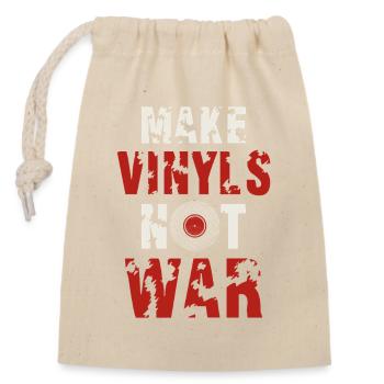 Make Vinyls Not War Retro Music Peace Design - Verschließbarer Geschenkbeutel aus Baumwolle (14x20cm) - Natur - Vorne