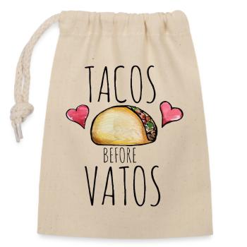 Tacos vor Vatos - Verschließbarer Geschenkbeutel aus Baumwolle (14x20cm) - Natur - Vorne