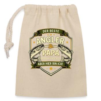 Angler and dad: Not easy. But here I am! - Closable cotton gift bag (14x20cm) - nature - Front