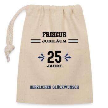Friseur 25 Jahre Jubiläum 25. jähriges Jubilaeum - Verschließbarer Geschenkbeutel aus Baumwolle (14x20cm) - Natur - Vorne