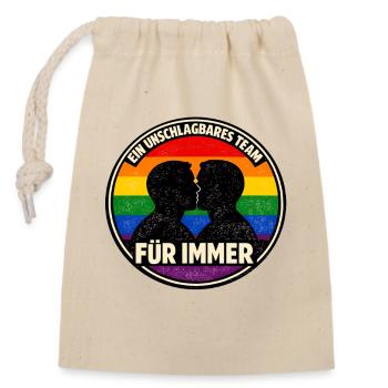 Unschlagbares Team für immer – Pride - Verschließbarer Geschenkbeutel aus Baumwolle (14x20cm) - Natur - Vorne