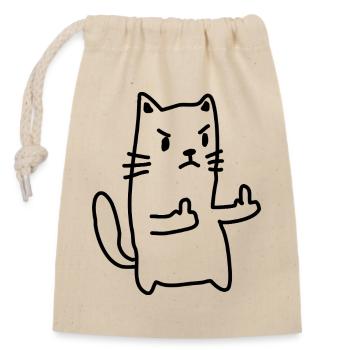 Doigt d’honneur du chat - Sac cadeau en coton avec cordon (14 x 20 cm) - nature - Devant