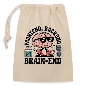 Frontend, backend, Brain-end | Développeur - Sac cadeau en coton avec cordon (14 x 20 cm) - nature - Devant