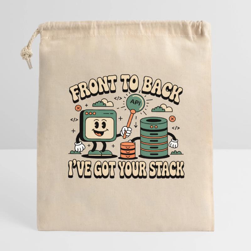 From Front to Back: Full Stack Developers Closable cotton gift bag (14x20cm)