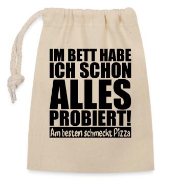 Sarcasme de la pizza - Sac cadeau en coton avec cordon (14 x 20 cm) - nature - Devant