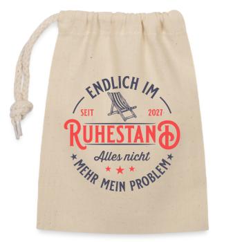 Rentenalter 2027 Liegestuhl Vintage Ruhestand - Verschließbarer Geschenkbeutel aus Baumwolle (14x20cm) - Natur - Vorne