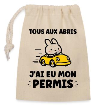 Humour j'ai mon permis de conduire - Sac cadeau en coton avec cordon (14 x 20 cm) - nature - Devant