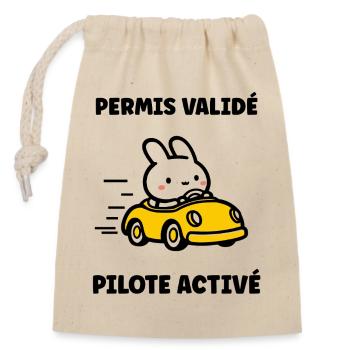 Humour j'ai mon permis de conduire - Sac cadeau en coton avec cordon (14 x 20 cm) - nature - Devant