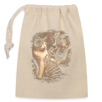 Tattoo Rebel and House Tiger Duo - Closable cotton gift bag (14x20cm) - nature - Front