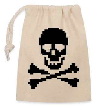 Pixel Skull Crossbones T-Shirt - Closable cotton gift bag (14x20cm) - nature - Front