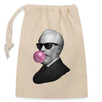 Retro Gentleman mit Bubblegum - Verschließbarer Geschenkbeutel aus Baumwolle (14x20cm) - Natur - Vorne