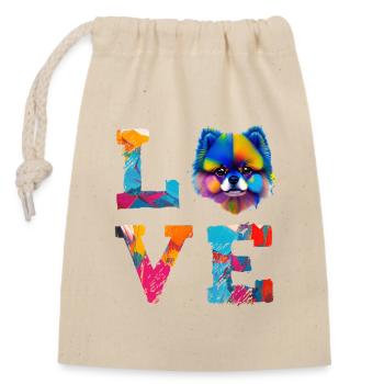 Pomeranian Love Colorful Dog Pop Art Design - Closable cotton gift bag (14x20cm) - nature - Front