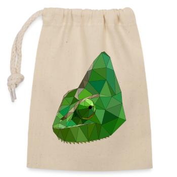 Art géométrique caméléon low poly - Sac cadeau en coton avec cordon (14 x 20 cm) - nature - Devant