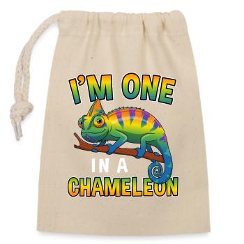 Je suis un dans un jeu de mots drôle de reptile caméléon - Sac cadeau en coton avec cordon (14 x 20 cm) - nature - Devant