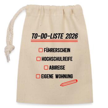 Liste des choses à faire : Qualification d’entrée à l’enseignement supérieur 2026 Réussi l’Abitur - Sac cadeau en coton avec cordon (14 x 20 cm) - nature - Devant