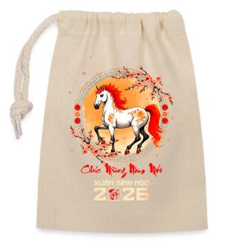 Lunar New Year Horse Zodiac - Verschließbarer Geschenkbeutel aus Baumwolle (14x20cm) - Natur - Vorne