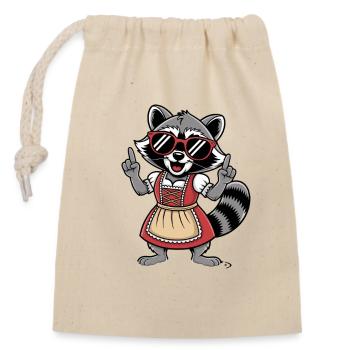 Raton laveur Dirndl avec des lunettes de soleil - Sac cadeau en coton avec cordon (14 x 20 cm) - nature - Devant