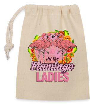 Toutes les illustrations drôles de l’escouade des Flamants Rose - Sac cadeau en coton avec cordon (14 x 20 cm) - nature - Devant