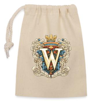 W Buchstabe Name Krone - Verschließbarer Geschenkbeutel aus Baumwolle (14x20cm) - Natur - Vorne