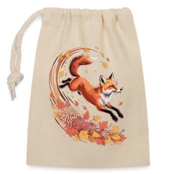 Fuchs Herbst Shirt – Elegantes Fuchs T-Shirt Wald  - Verschließbarer Geschenkbeutel aus Baumwolle (14x20cm) - Natur - Vorne
