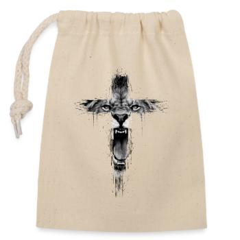 Lion de la tribu de Juda Jésus adore la foi chrétienne - Sac cadeau en coton avec cordon (14 x 20 cm) - nature - Devant