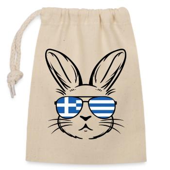 Griechische Oster-griechische Flagge Osterhase - Verschließbarer Geschenkbeutel aus Baumwolle (14x20cm) - Natur - Vorne