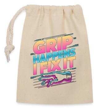 Hand Therapist Grip Happens I Fix Physiotherapist - Closable cotton gift bag (14x20cm) - nature - Front