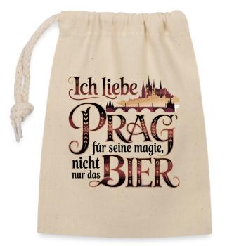  Ich Liebe Prag Für Seine Magie Nicht Nur Das Bier - Verschließbarer Geschenkbeutel aus Baumwolle (14x20cm) - Natur - Vorne