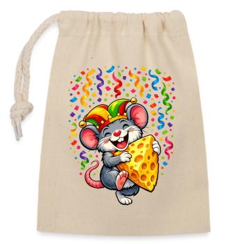Carnaval Souris Fromage Confettis Pluie Carnival Köstum - Sac cadeau en coton avec cordon (14 x 20 cm) - nature - Devant