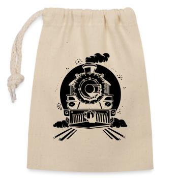Steam locomotive - Closable cotton gift bag (14x20cm) - nature - Front