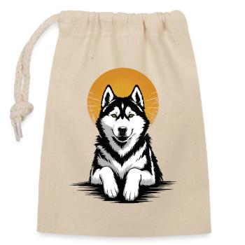 Portrait rétro du chien Siberian Siberian Sun Dog - Sac cadeau en coton avec cordon (14 x 20 cm) - nature - Devant