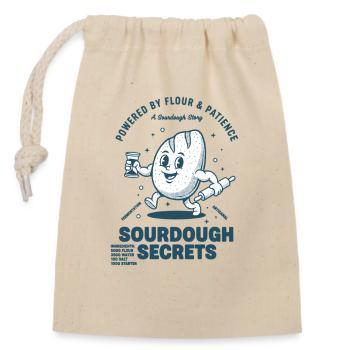 sourdough Bread Baking Secrets Powered By Flour - Closable cotton gift bag (14x20cm) - nature - Front