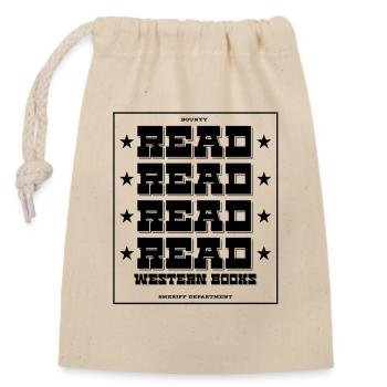 Read Design - Western Look - Verschließbarer Geschenkbeutel aus Baumwolle (14x20cm) - Natur - Vorne