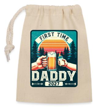 Dad 2027, Expectant Dad, Future Dad - Closable cotton gift bag (14x20cm) - nature - Front
