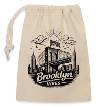 Brooklyn Vibes New York City Urban Skyline - Closable cotton gift bag (14x20cm) - nature - Front