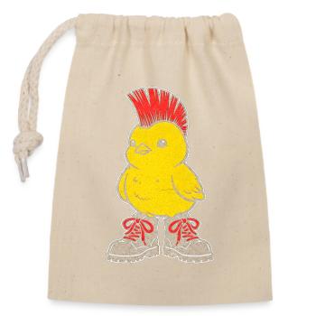 Poulet punk avec crête rouge - Sac cadeau en coton avec cordon (14 x 20 cm) - nature - Devant