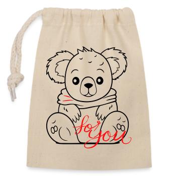 Teddy for you - Closable cotton gift bag (14x20cm) - nature - Front
