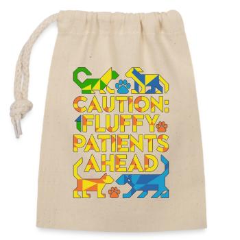 Attention des techniciens vétérinaires : patients duveteux Clinique vétérinaire - Sac cadeau en coton avec cordon (14 x 20 cm) - nature - Devant