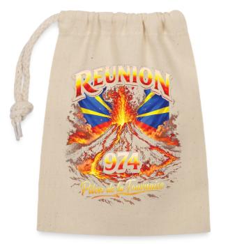 Volcan Réunion 974 Piton de la Fournaise - Sac cadeau en coton avec cordon (14 x 20 cm) - nature - Devant