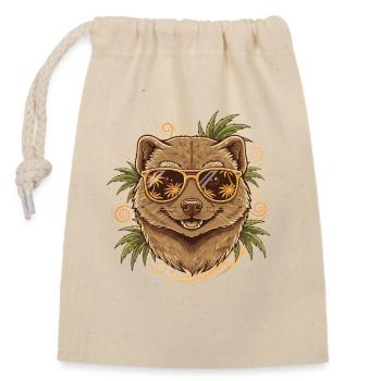 Summer Wombat with Tropical Glasses - Closable cotton gift bag (14x20cm) - nature - Front
