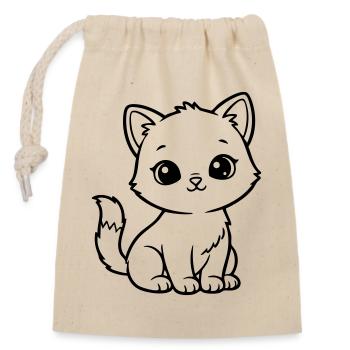 Cute Baby Cat – Black & White Kitten - Verschließbarer Geschenkbeutel aus Baumwolle (14x20cm) - Natur - Vorne